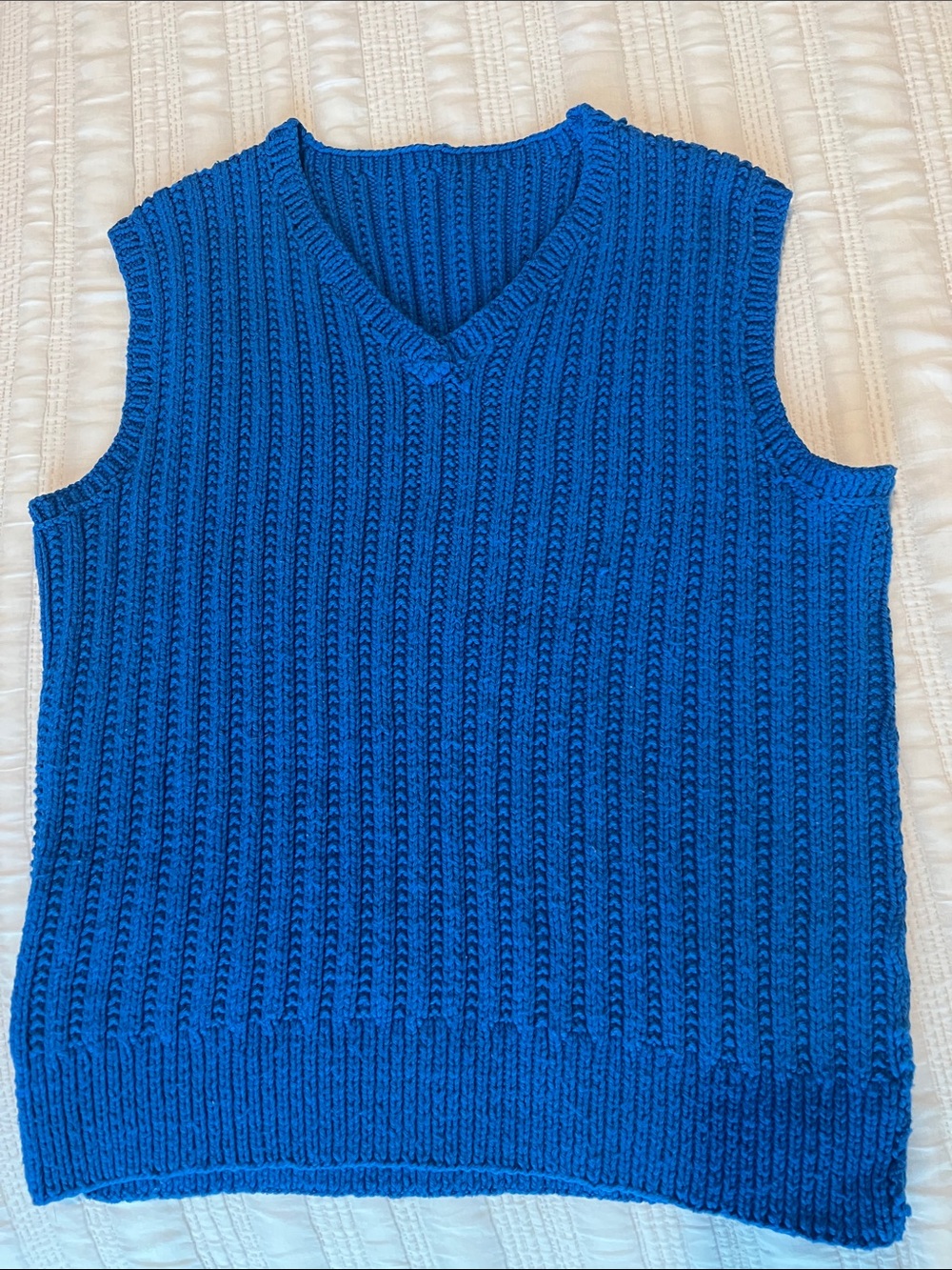 Blue V-Neck Knit Sweater Vest